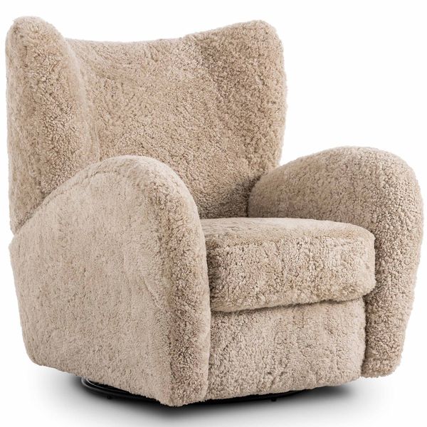 Amelie Swivel Recliner, Beige Shearling